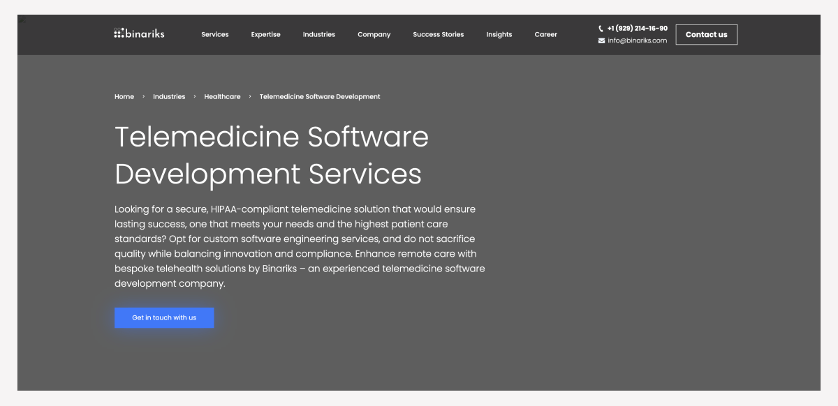 Binariks telemedicine software development.png