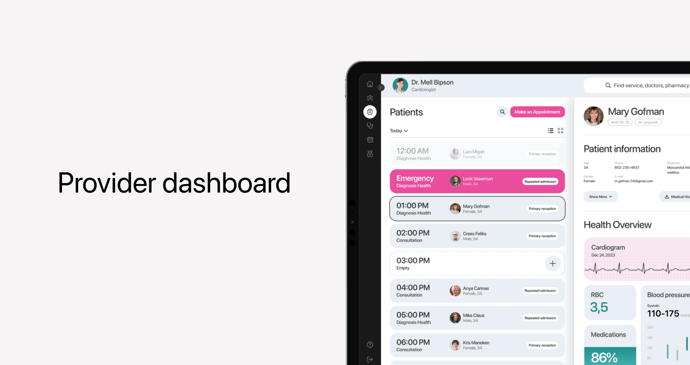 Provider dashboard - Virtual hospital app.png
