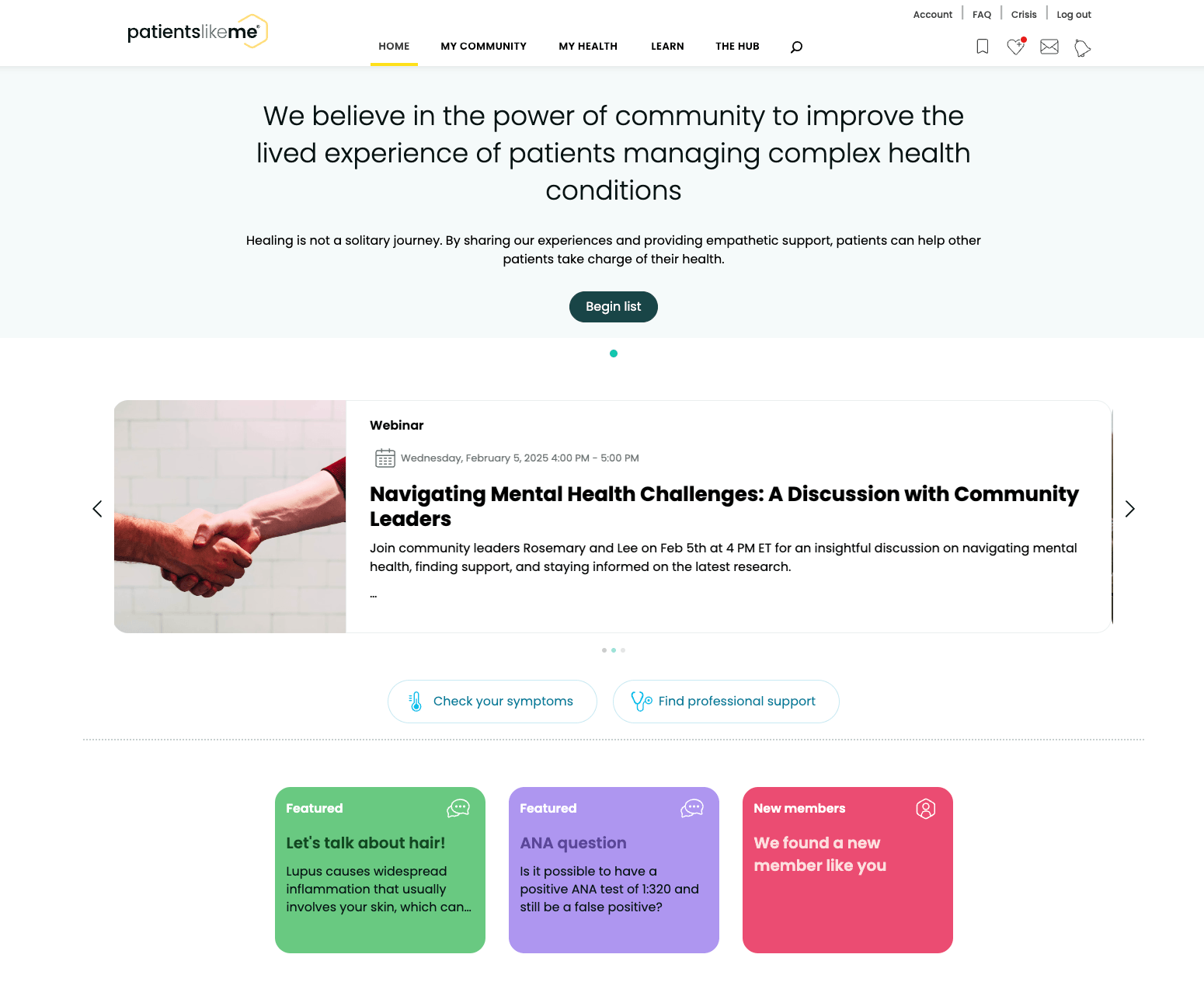 top portion of home page