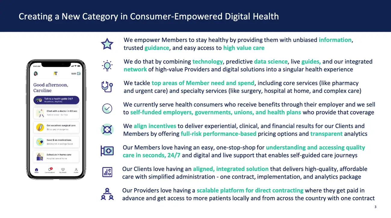 Transcarent slide on consumer-empowered digital health with its member app screen